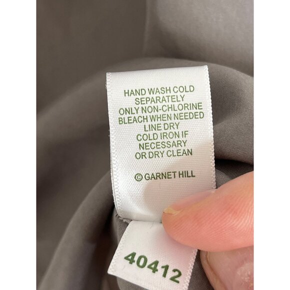 Garnet Hill 100% Silk V-Neck 3/4‎ Sleeve Ruffle Placard Neckline Blouse Gray 6 - Picture 6 of 7